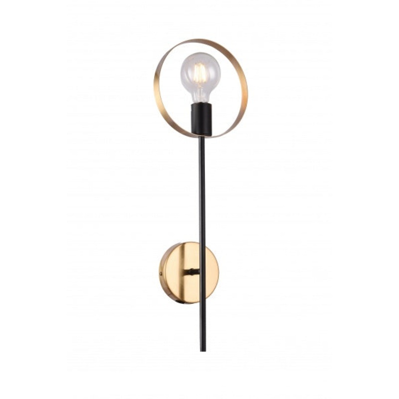 One Light Wall Sconce in Black & Brushed Brass