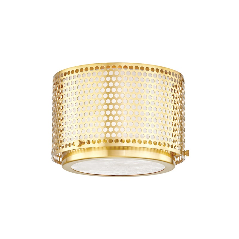 Oracle One Light Flush Mount in Aged Brass