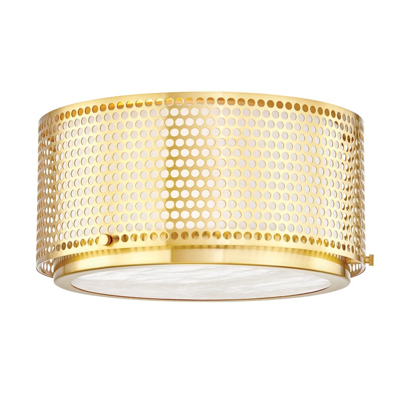 Oracle Two Light Flush Mount in Aged Brass