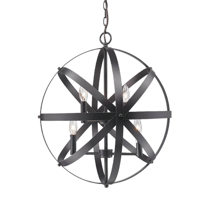 Pendant Four Light Chandelier in Dark Brown