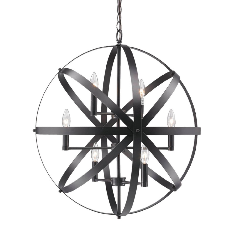 Pendant Six Light Chandelier in Dark Brown