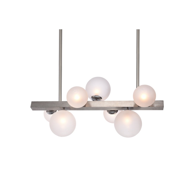Seven Light Chandelier in Shiny Nickel