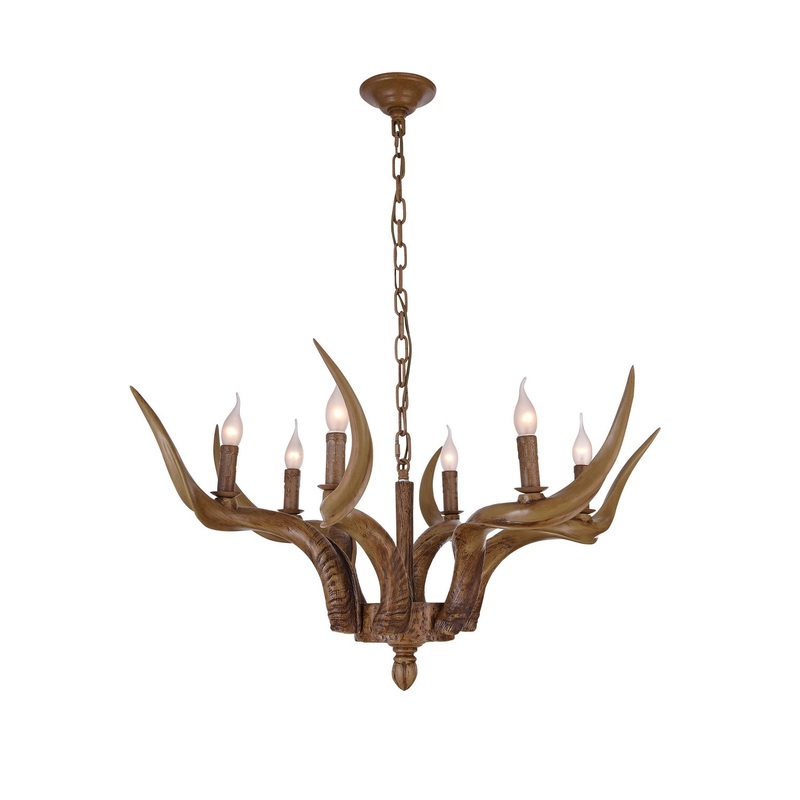 Six Light Antler in Bronze