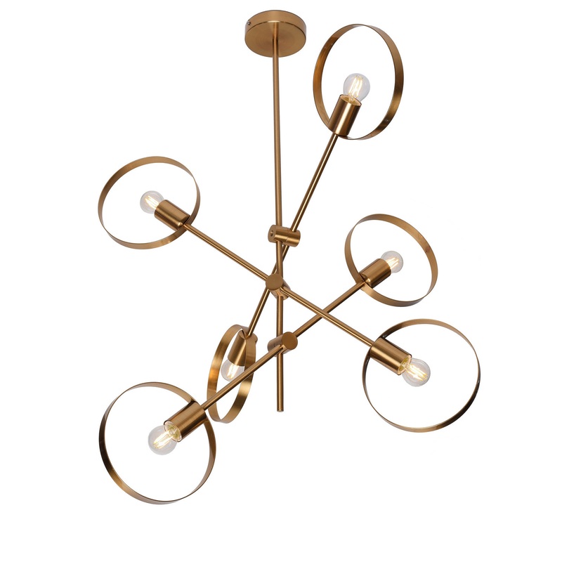 Six Light Chandelier in Brushed Bronze