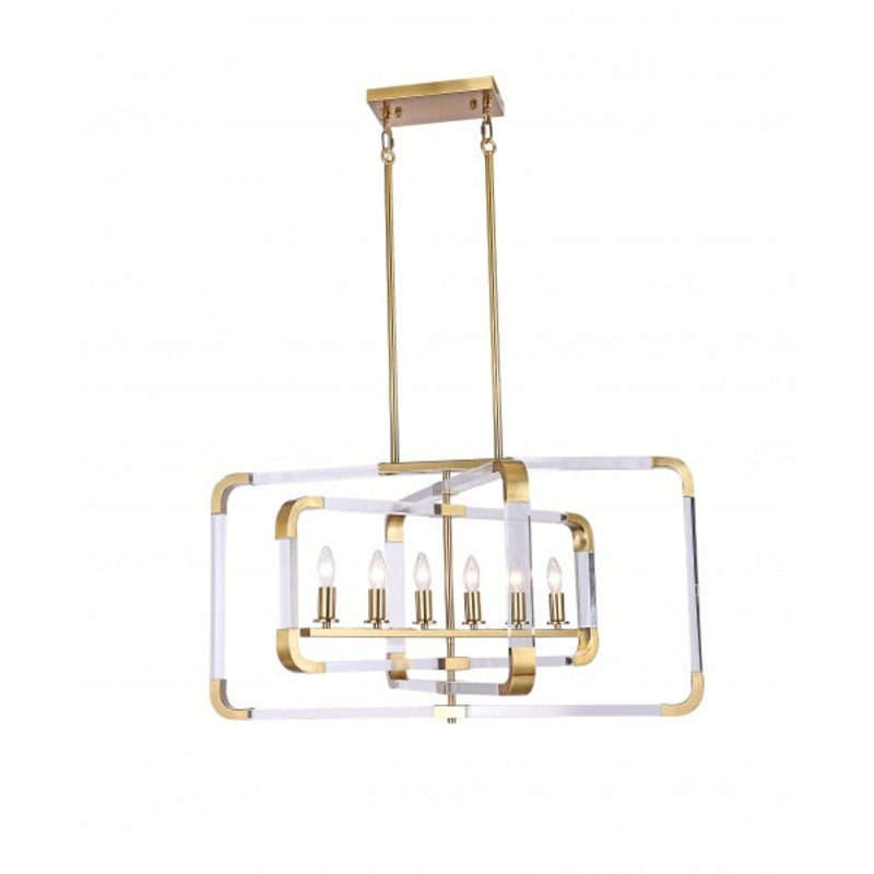 Six Light Chandelier in Copper