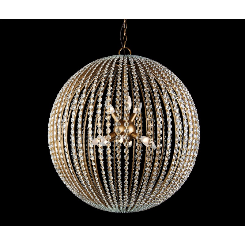 Six Light Gold Frame Ceiling Fixture in Gold