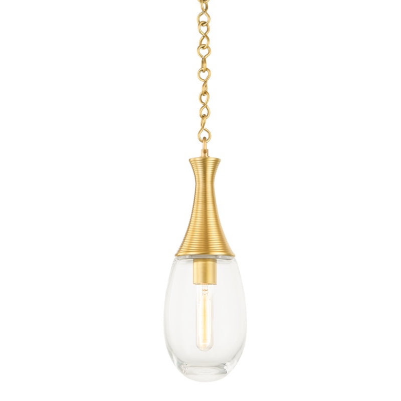 Southold One Light Pendant in Aged Brass