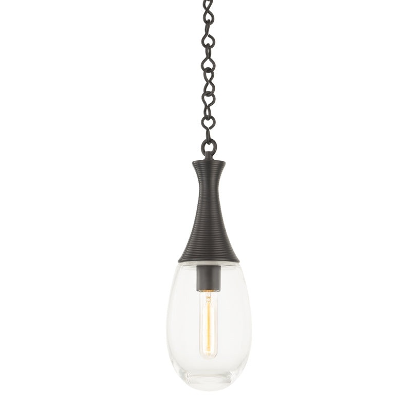 Southold One Light Pendant in Black Brass