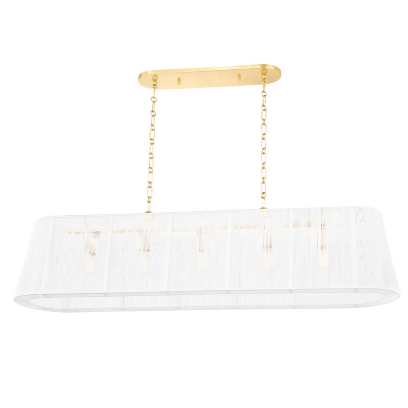 Verona Beach Five Light Island Light in Aged Brass