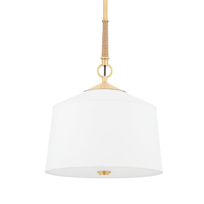 White Plains One Light Pendant in Aged Brass