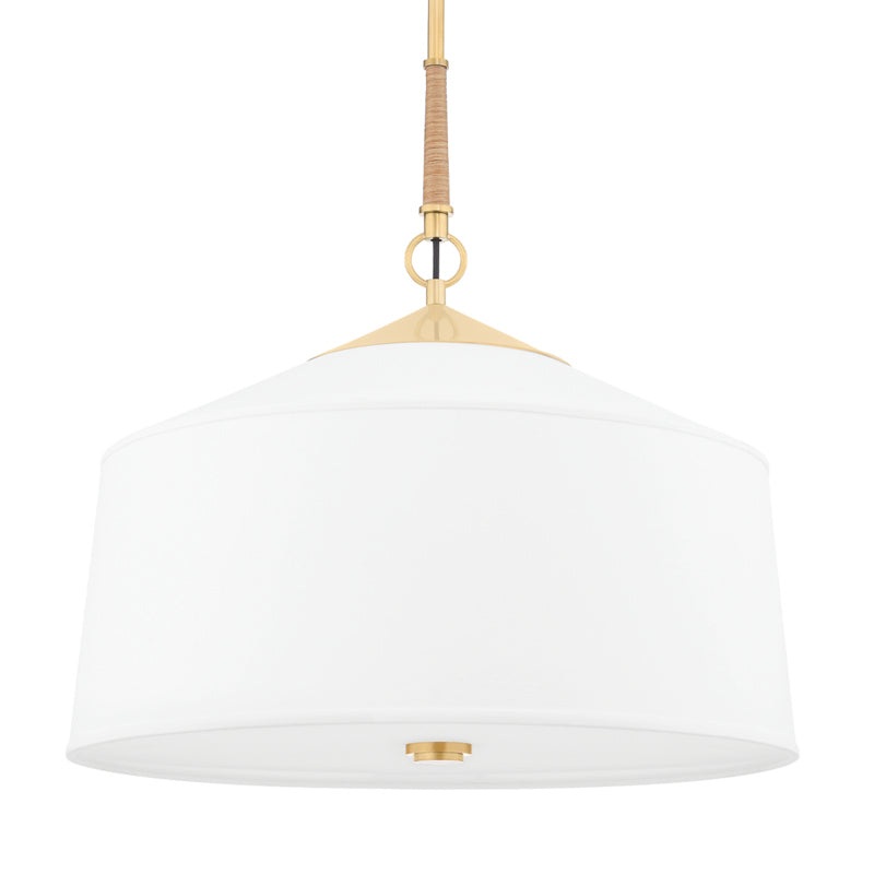 White Plains Three Light Pendant in Aged Brass