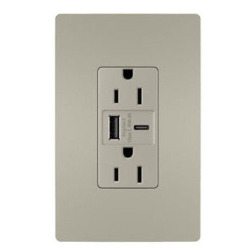 15A Tamper-Resistant Ultra-Fast USB Type A/C Outlet, White