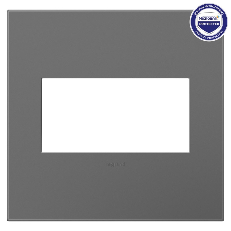 adorne Magnesium 2-Gang Screwless Wall Plate with Microban