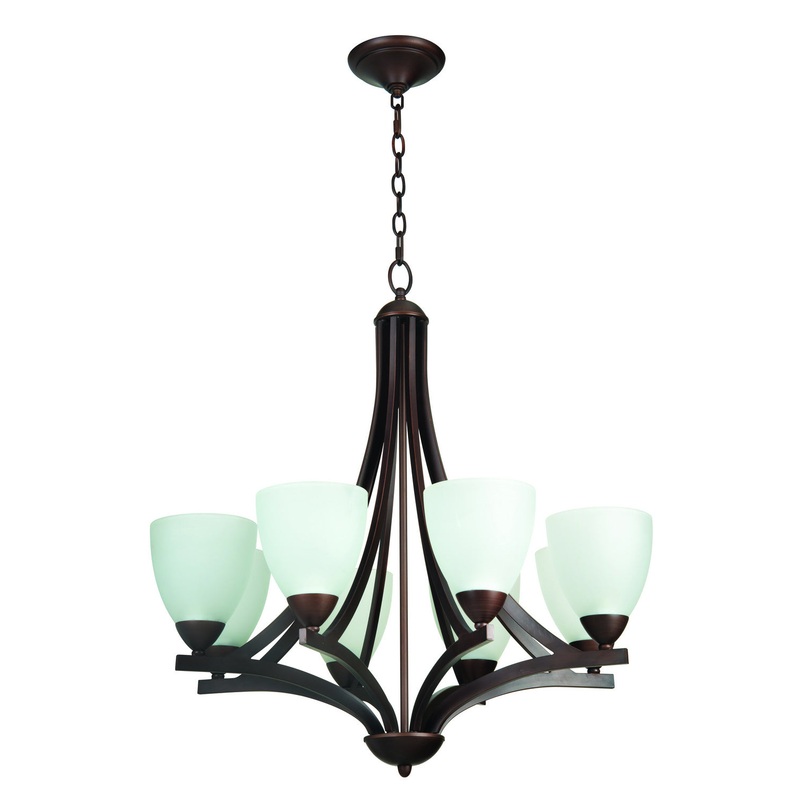 Almeda Eight Light Chandelier in Oiled Bronze w/White Frost