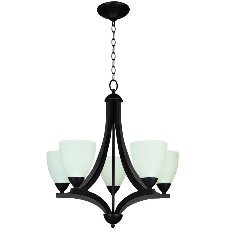 Almeda Five Light Chandelier in Oiled Bronze w/White Frost