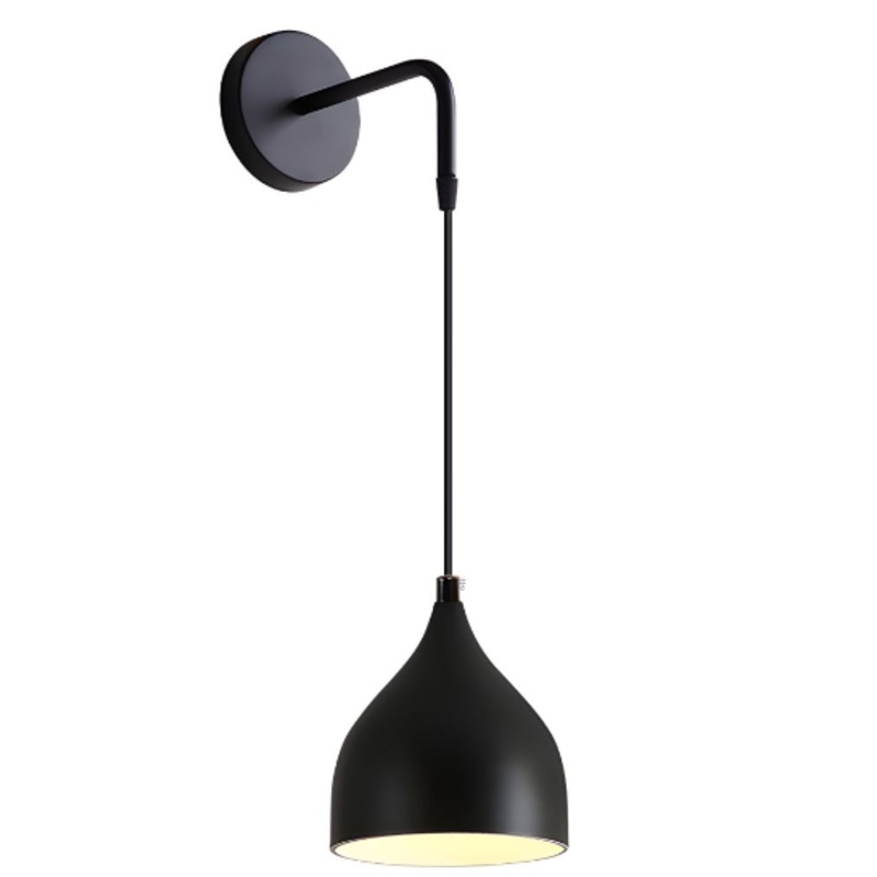 Black Finish Wall Mount Light Modern 1 Light- Wall Pendant