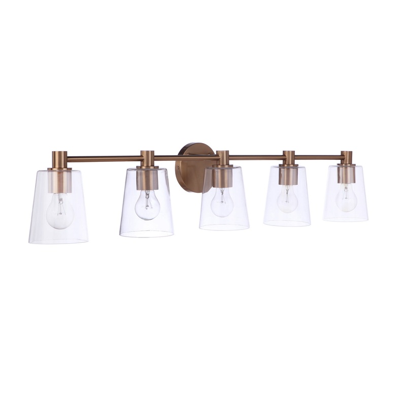Emilio Five Light Vanity in Satin Brass