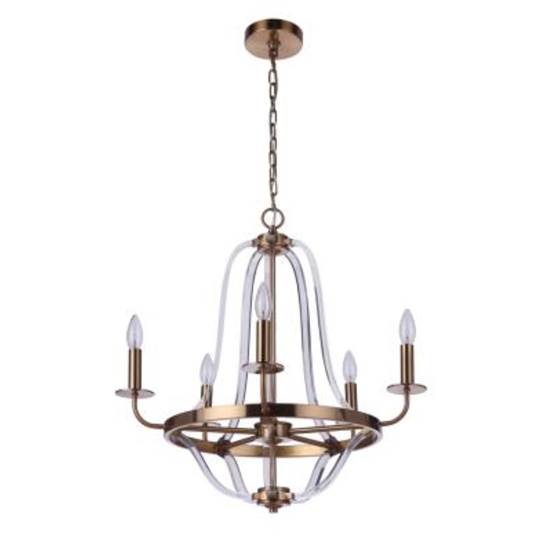 Five Light Chandelier in Satin Brass from the Graclyn collection.