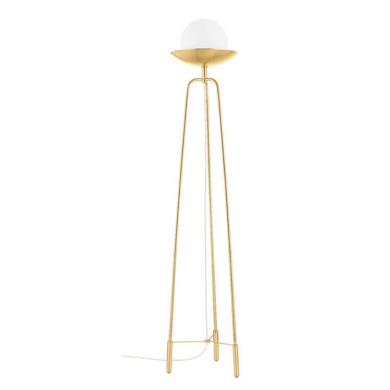 Hathaway One Light Floor Lamp in Aged Brass
