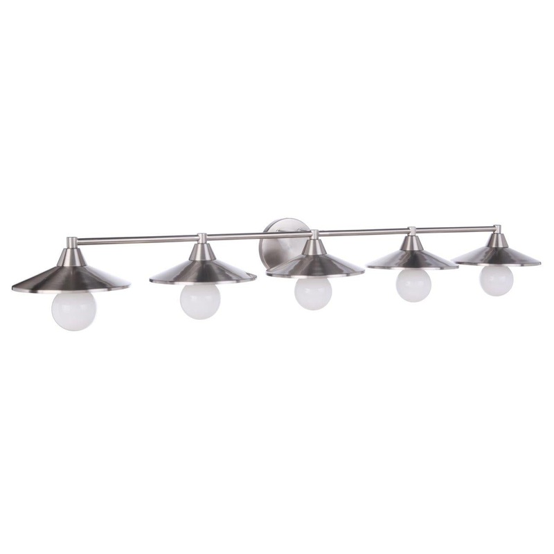 Isaac Five Light Vanity in Brushed Polished Nickel