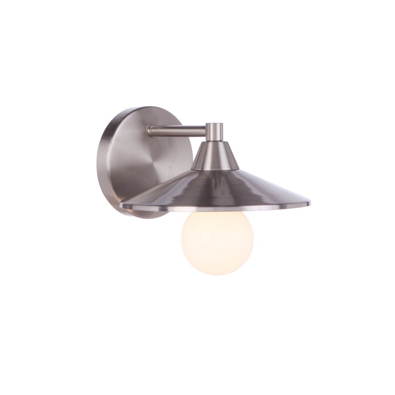 Isaac One Light Wall Sconce in Brushed Polished Nickel