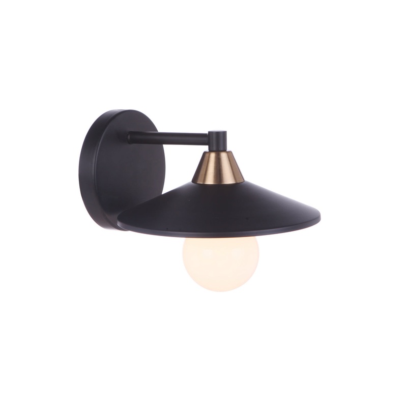 Isaac One Light Wall Sconce in Flat Black/Satin Brass