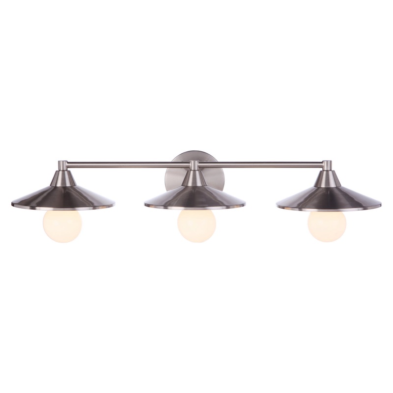 Isaac Three Light Vanity in Brushed Polished Nickel