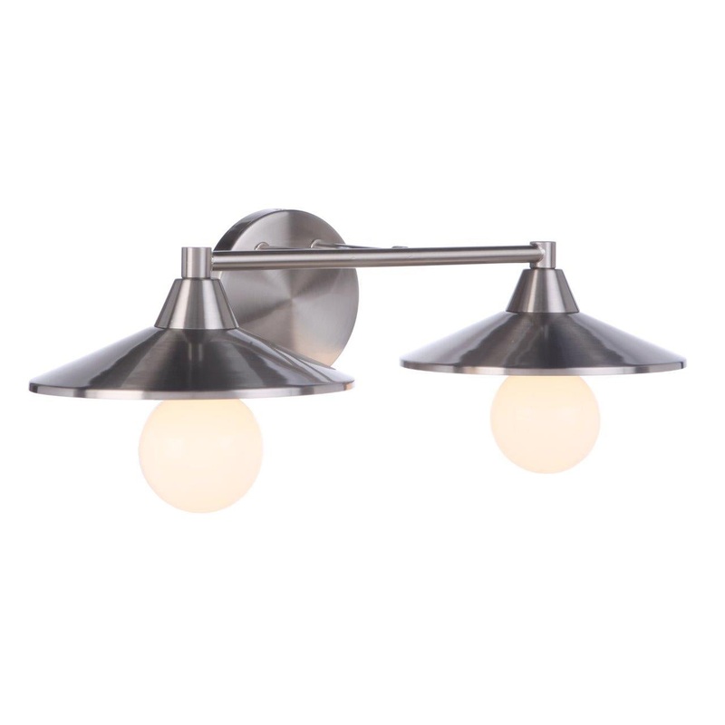 Isaac Two Light Vanity in Brushed Polished Nickel