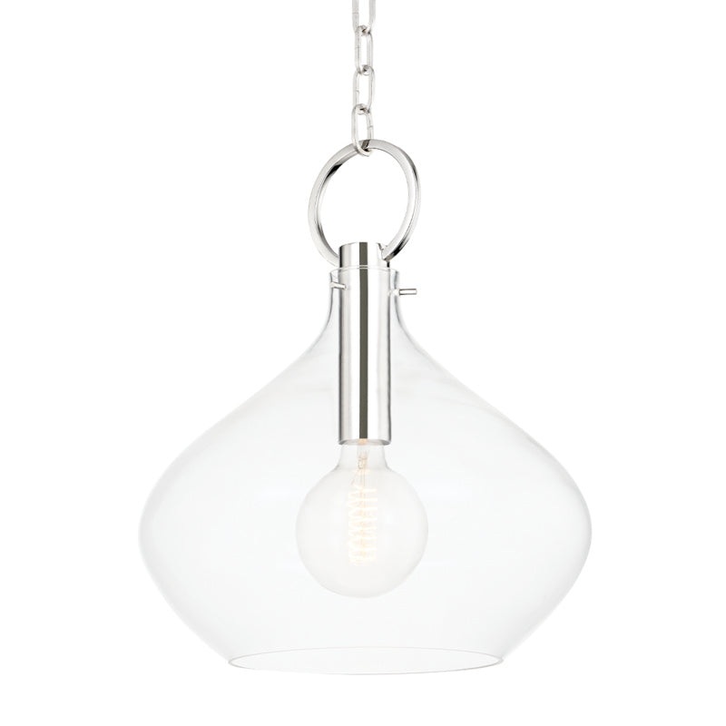 Lina One Light Large Pendant in Polished Nickel