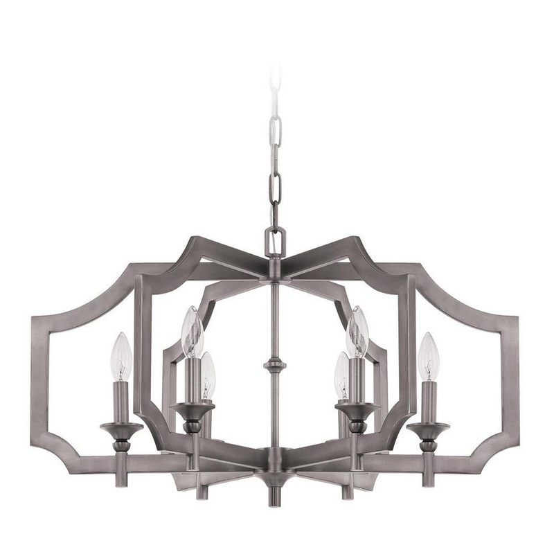 Lisbon Six Light Chandelier in Antique Nickel