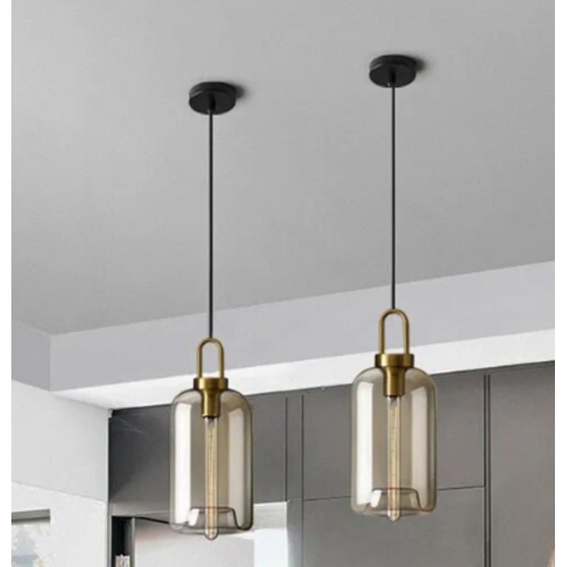 Modern  Pendant Light Glass  Hanging-Antique Gold-120V