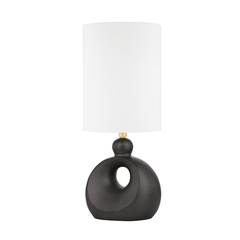 Penonic One Light Table Lamp in Aged Brass/Hematite Ceramic Combo