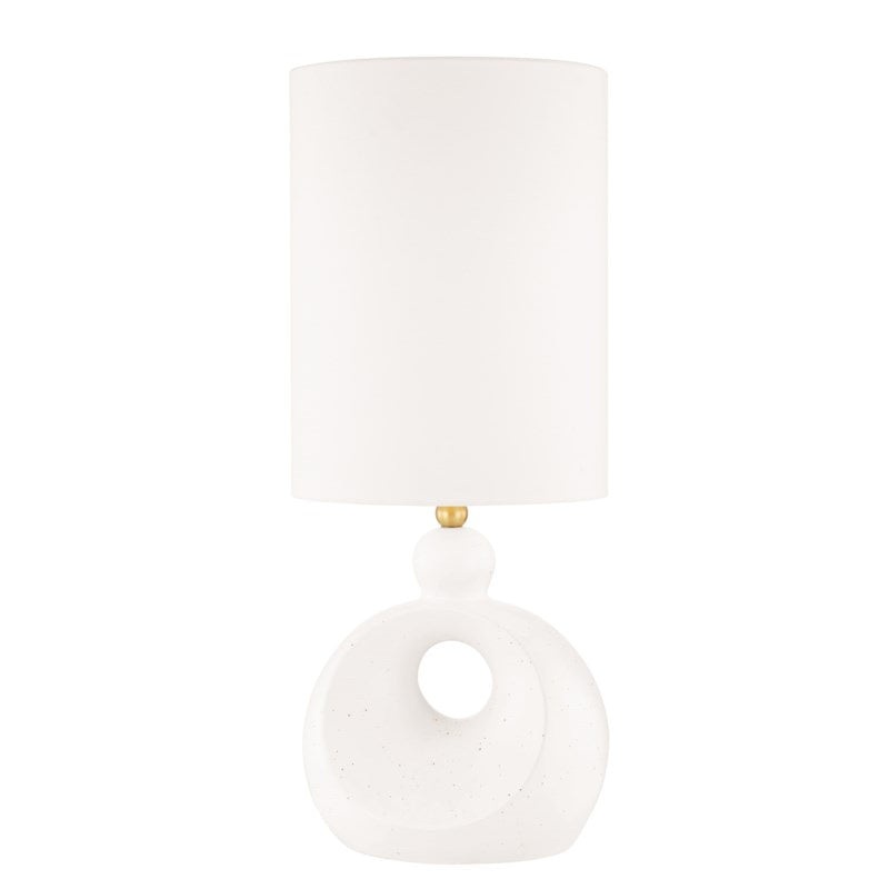 Penonic One Light Table Lamp in Aged Brass/White Ceramic