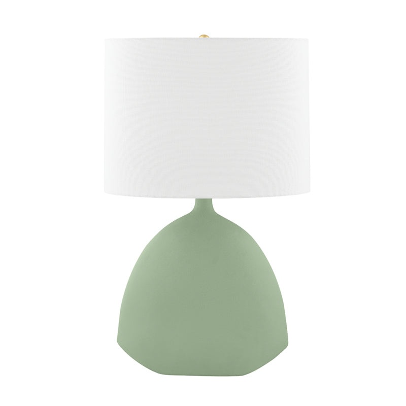 Utica One Light Table Lamp in Aged Brass/Sage Ceramic